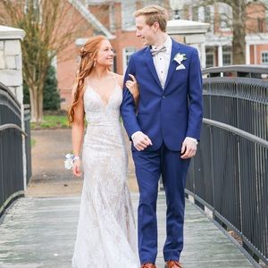 Ivory and nude lace Morilee prom/formal dress